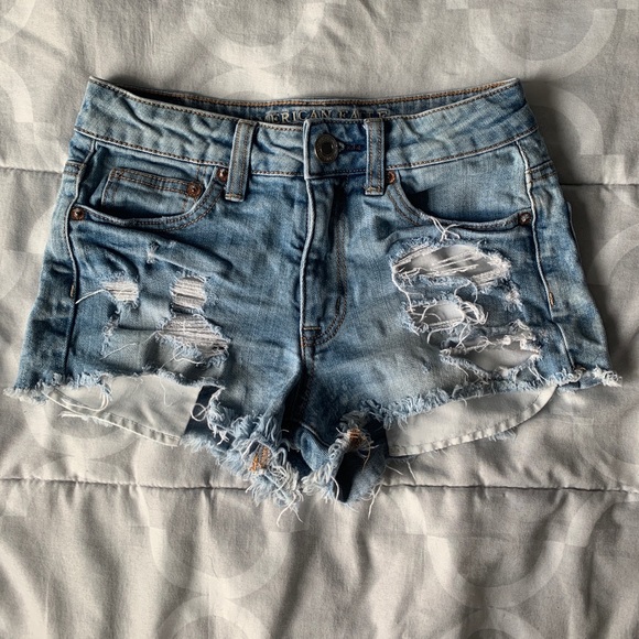 American Eagle Outfitters Pants - AE High Rise Distressed Light Jean Shorts
